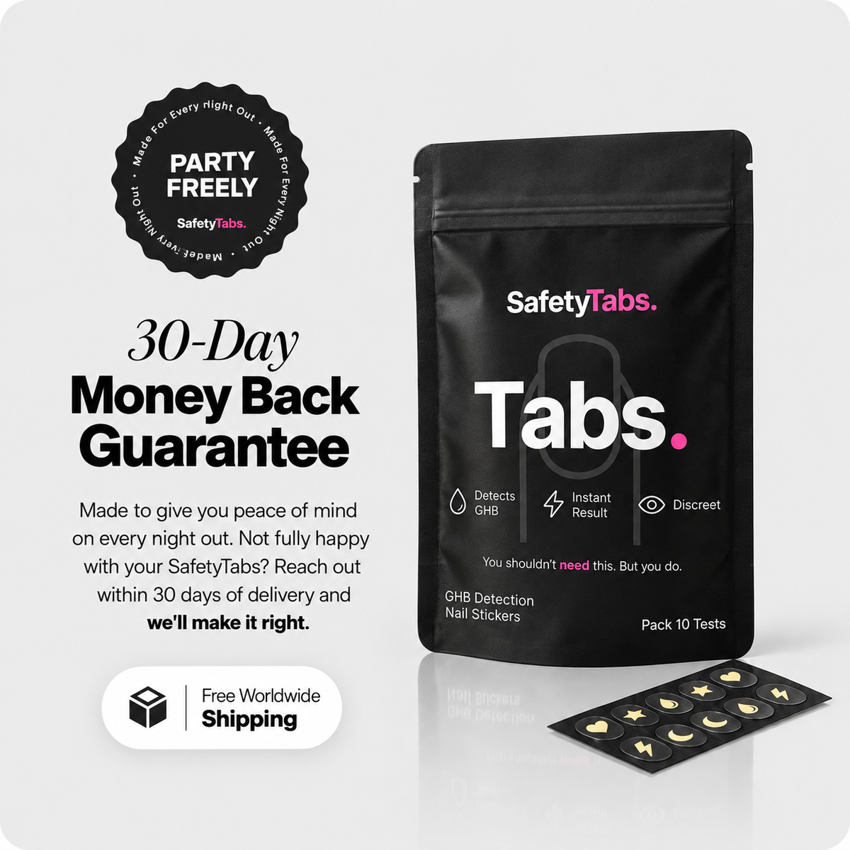 SafetyTabs™ - Drink-Testing Nail Stickers