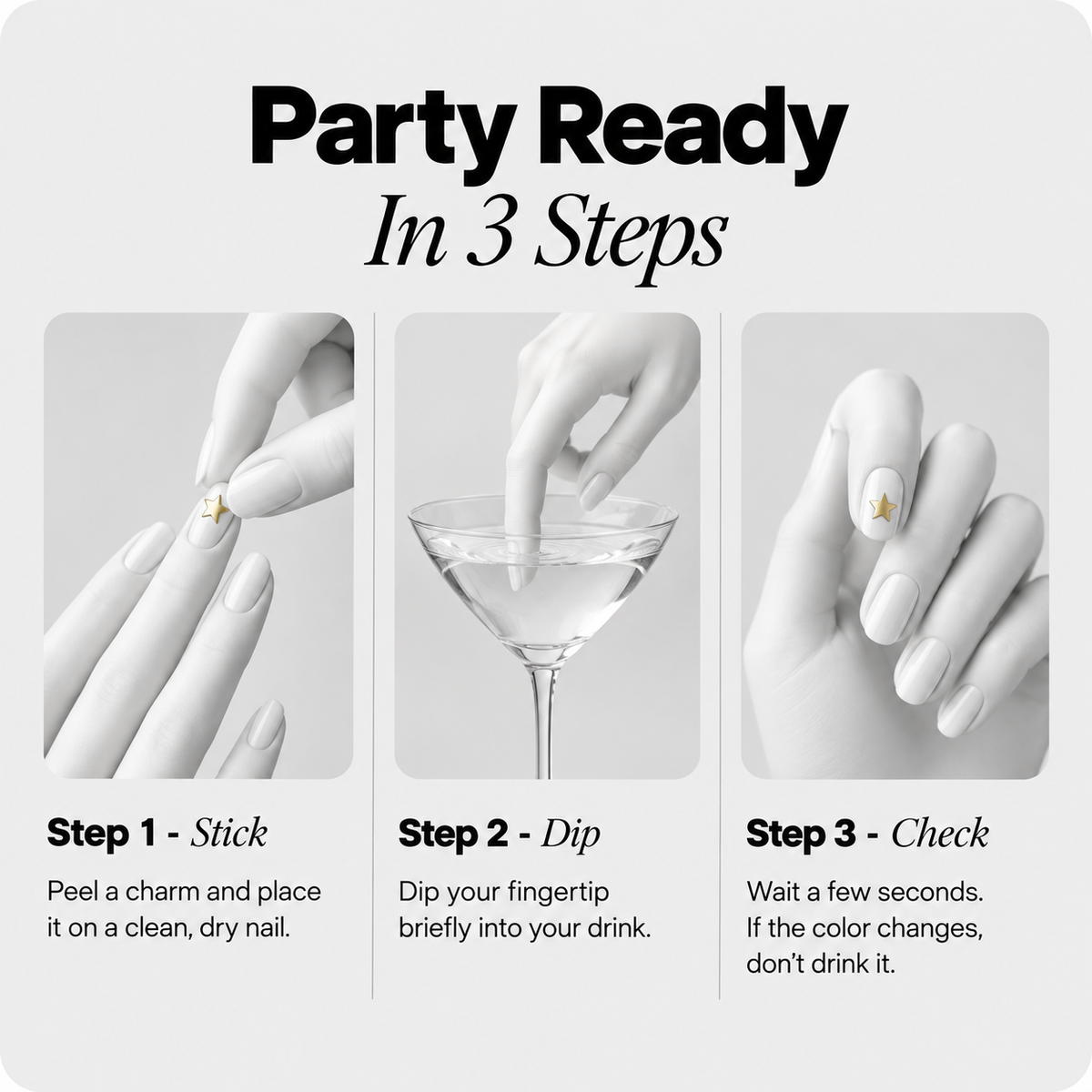 SafetyTabs™ - Drink-Testing Nail Stickers